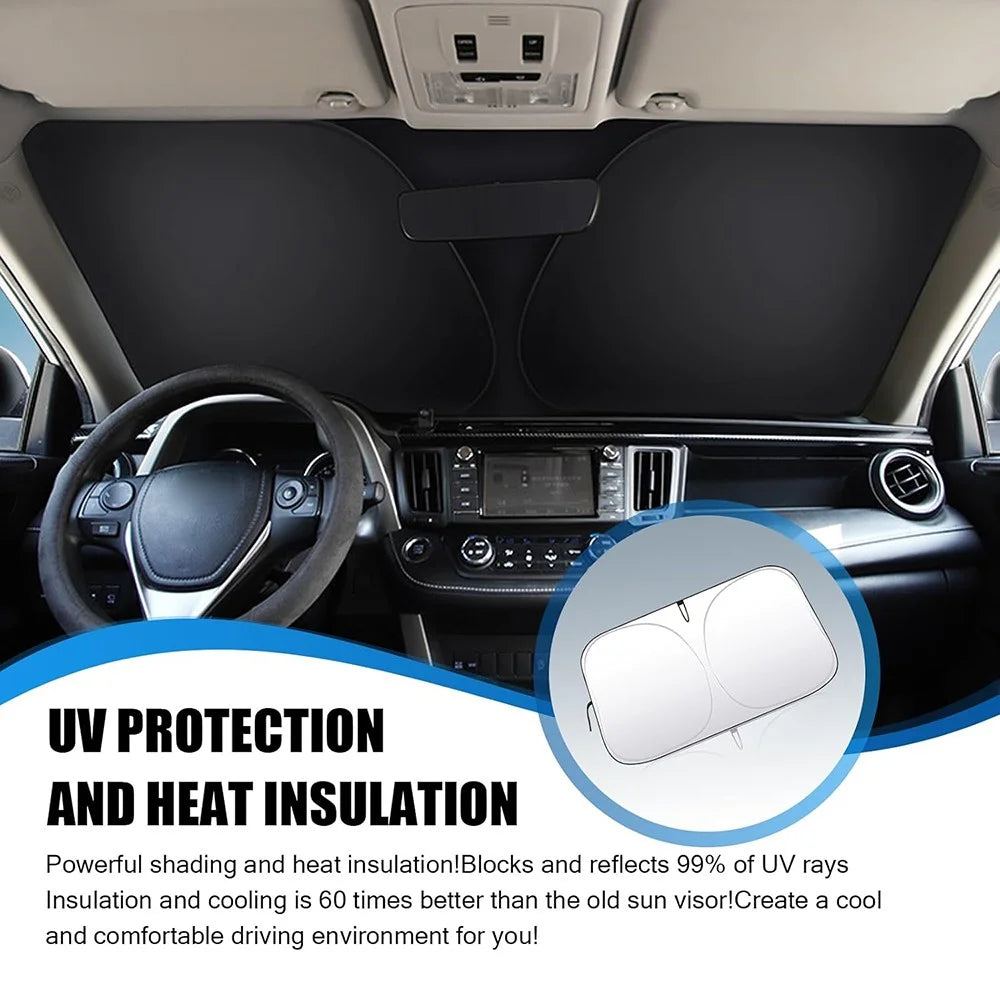 Car Front Windshield Sunshade Cover Titanium Silver Fabric Heat Insulation Sunscreen Baffle - S - 3