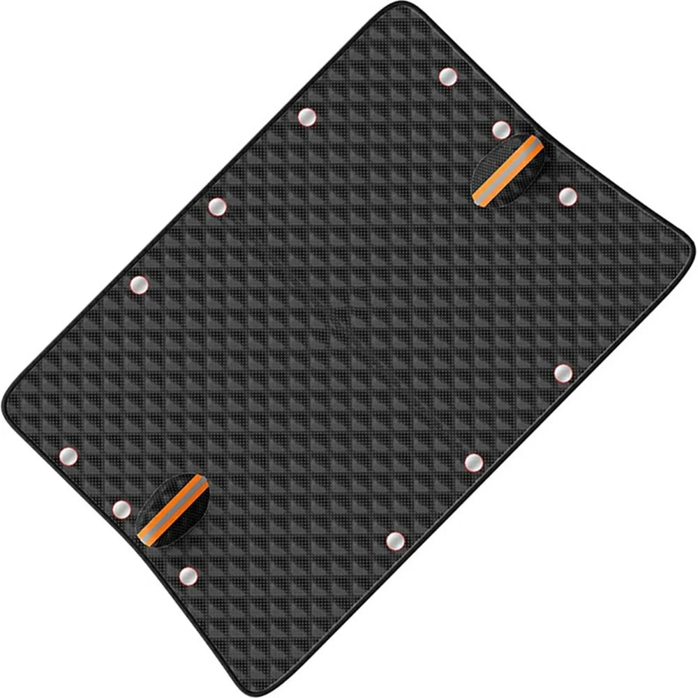 Car Front Windshield Snow Cover Sun-Proof Anti-Frost Winter Windshield Protector with 12 Magnets - Black - 2