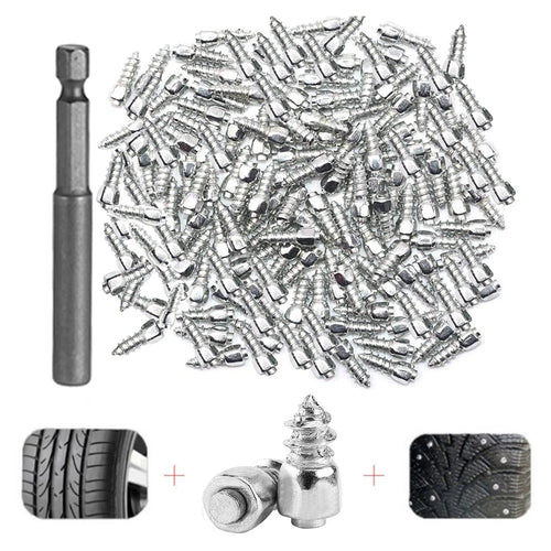 200Pcs 9 x 4mm Screw in Tire Studs Wheel Tyre Studs for Car Truck Motorcycle Bicycle Boot Tire Spikes - Silver - 1