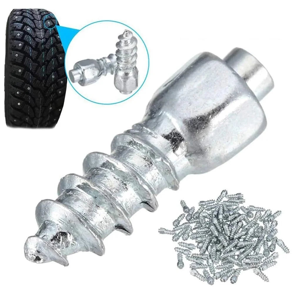 200Pcs 9 x 4mm Screw in Tire Studs Wheel Tyre Studs for Car Truck Motorcycle Bicycle Boot Tire Spikes - Silver - 5