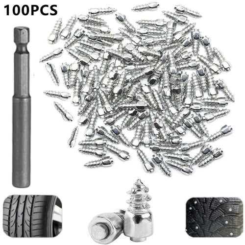100Pcs 12 x 4mm Screw in Tire Studs Wheel Tyre Studs for Car Truck Motorcycle Bicycle Boot Tire Spikes - Silver - 1