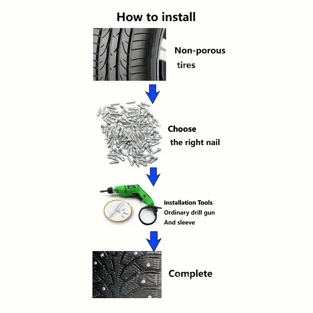 100Pcs 12 x 4mm Screw in Tire Studs Wheel Tyre Studs for Car Truck Motorcycle Bicycle Boot Tire Spikes - Silver - 7