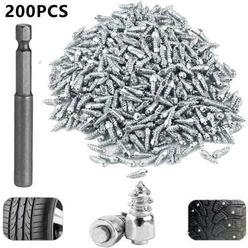 200Pcs 12 x 4mm Screw in Tire Studs Wheel Tyre Studs for Car Truck Motorcycle Bicycle Boot Tire Spikes - Silver - 1
