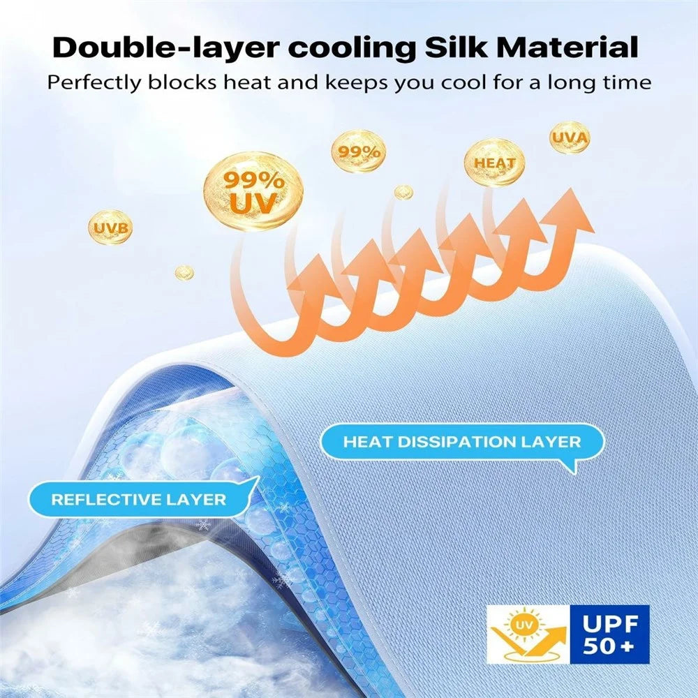 Car Windshield Sun Shade Umbrella Ice Crystal Cooling Foldable 240T Reflective UPF50+ Umbrella Cover - Beige  /  M Size - 4