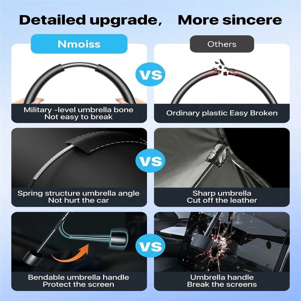 Car Windshield Sun Shade Umbrella Ice Crystal Cooling Foldable 240T Reflective UPF50+ Umbrella Cover - Beige  /  M Size - 5