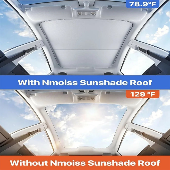 For Tesla Model 3 / Model Y (2025-2026) Juniper Sunroof Sunshade Double Layer Cooling UV Protection Car Roof Sunshade - Beige - 4