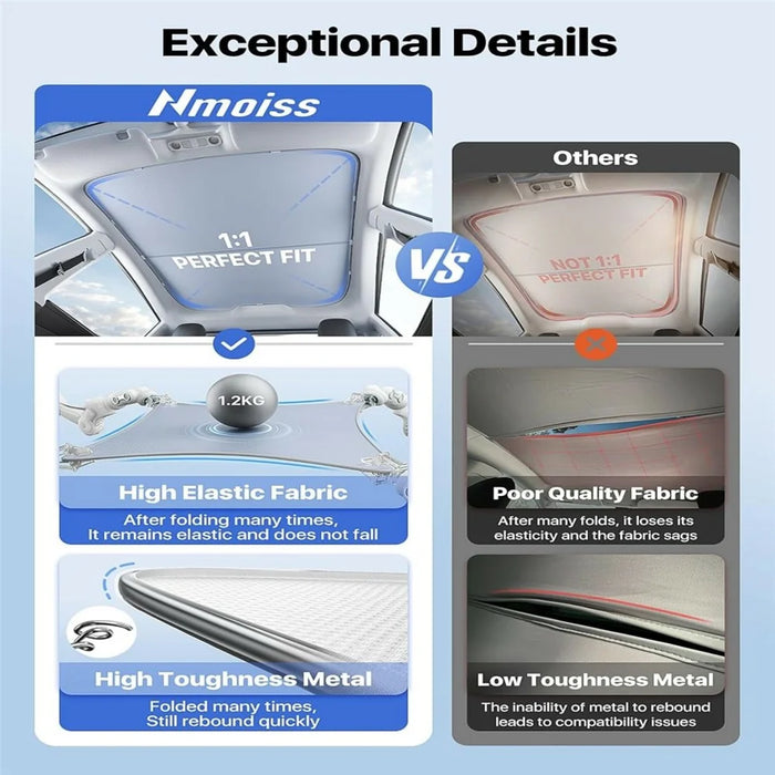 For Tesla Model 3 / Model Y (2025-2026) Juniper Sunroof Sunshade Double Layer Cooling UV Protection Car Roof Sunshade - Beige - 6
