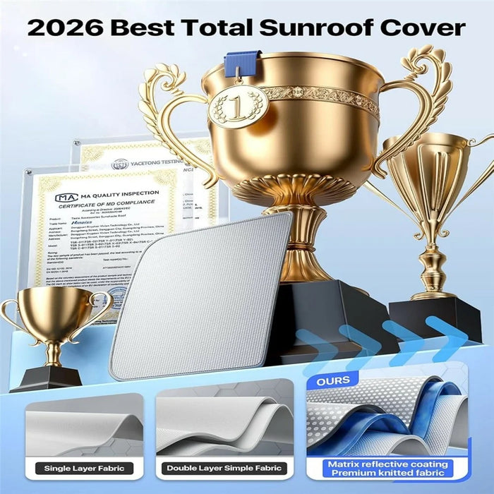 For Tesla Model 3 / Model Y (2025-2026) Juniper Sunroof Sunshade Double Layer Cooling UV Protection Car Roof Sunshade - Beige - 7