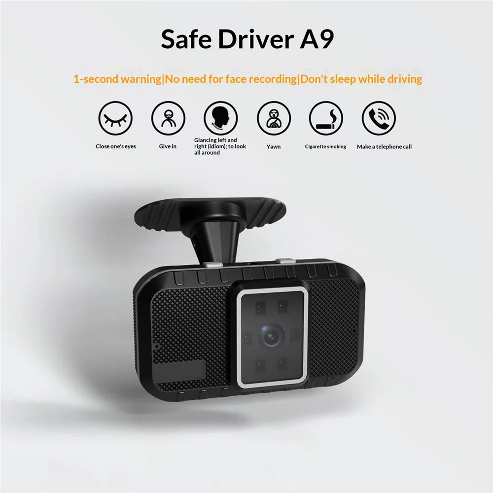A09 DMS Driver Fatigue Alarm Monitoring System 1080P AI Camera Eye Closing Alert Head Down Reminder for Car Safety - Black - 2