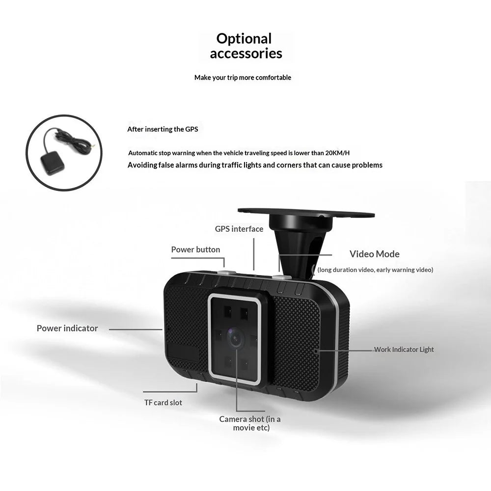 A09 DMS Driver Fatigue Alarm Monitoring System 1080P AI Camera Eye Closing Alert Head Down Reminder for Car Safety - Black - 4
