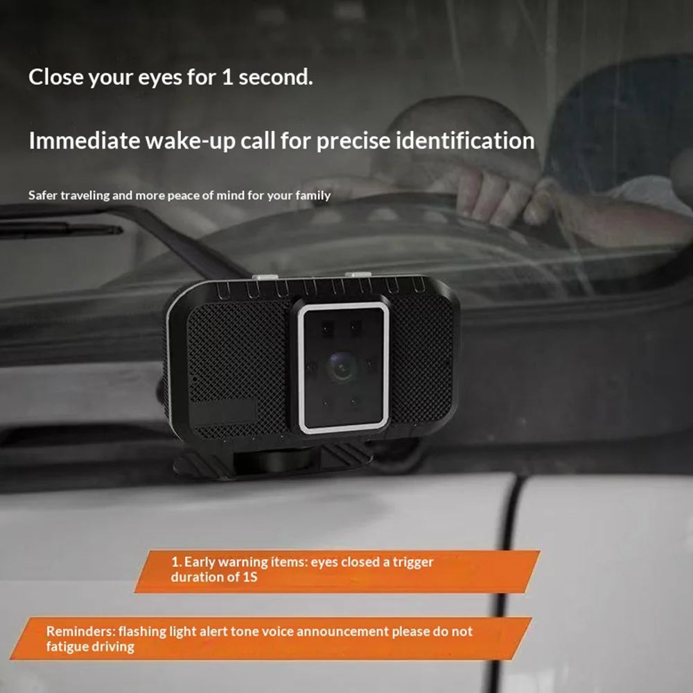 A09 DMS Driver Fatigue Alarm Monitoring System 1080P AI Camera Eye Closing Alert Head Down Reminder for Car Safety - Black - 5