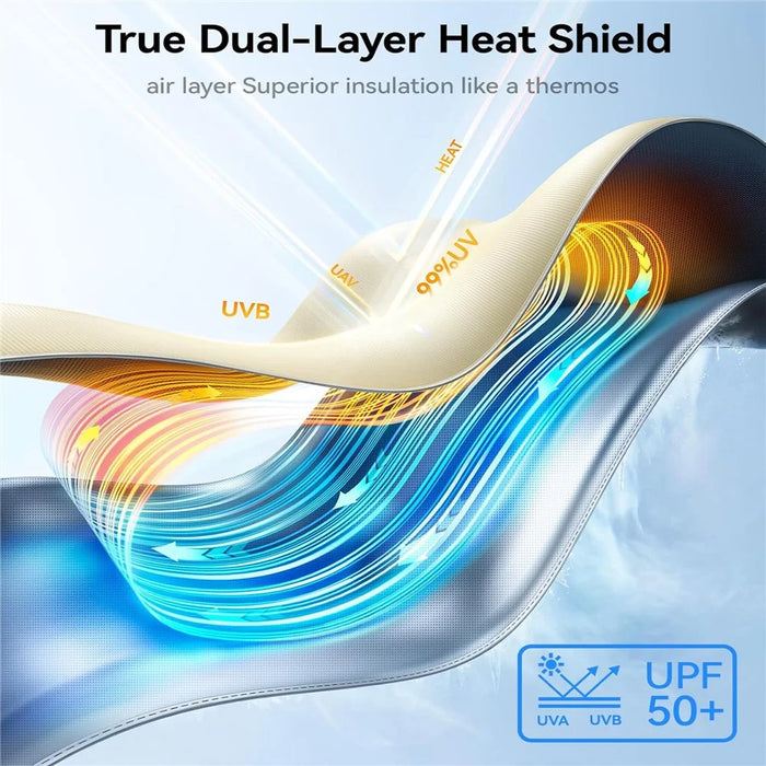 NMOISS M Size Car Windshield Sun Shade Umbrella Double Layer UPF50+ 99% UV Protection Umbrella Cover - Beige - 7