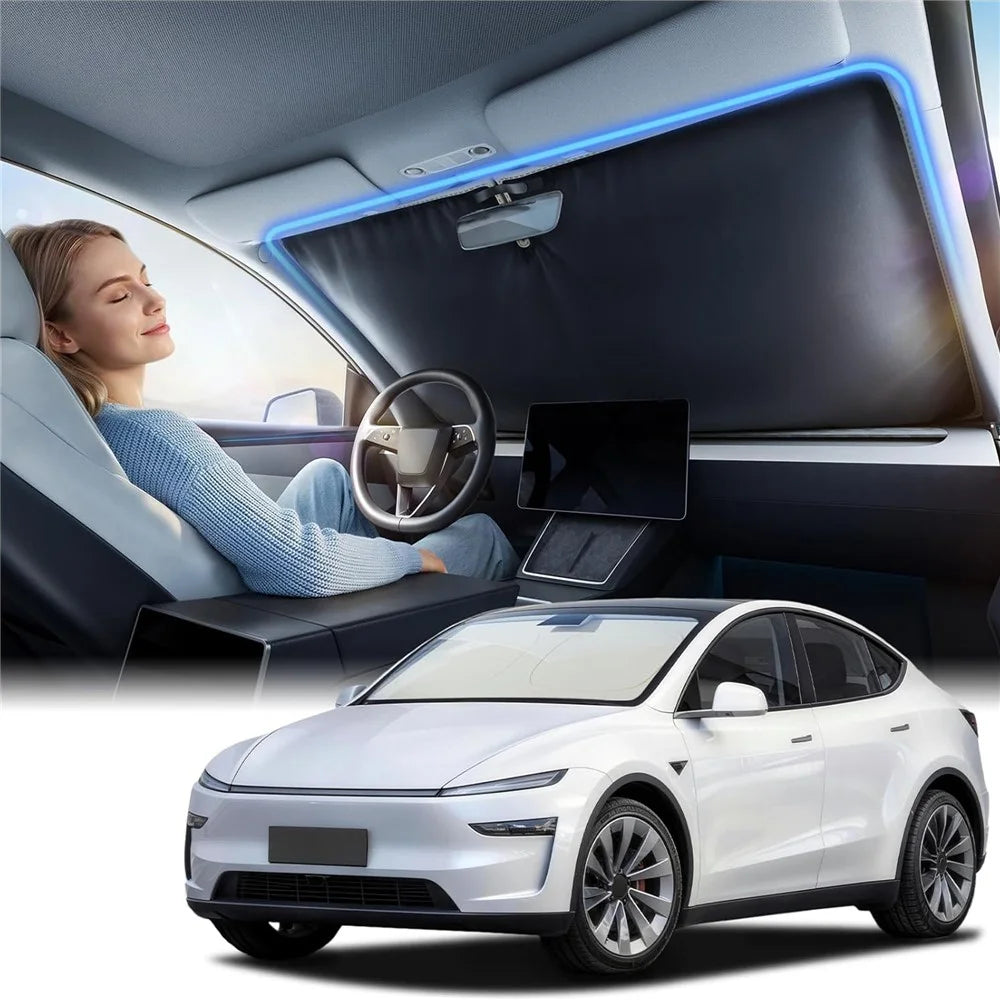 NMOISS M Size Car Windshield Sunshade Double Layer Heat Insulation 99% UV Protection UPF50+ Sun Shade Visor Shield Cover - Beige - 1