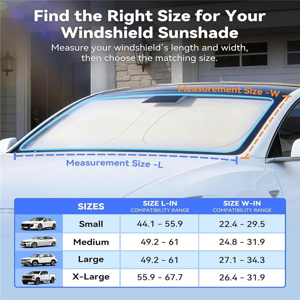 NMOISS M Size Car Windshield Sunshade Double Layer Heat Insulation 99% UV Protection UPF50+ Sun Shade Visor Shield Cover - Beige - 5