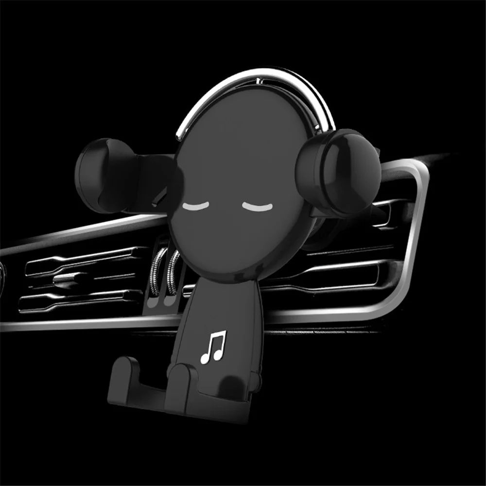 ZLKT-06 360° Rotation Gravity Auto Clamp Cradle Clip Cartoon Car Phone Holder Air Vent Mount - Black - 1