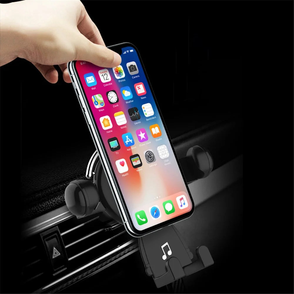 ZLKT-06 360° Rotation Gravity Auto Clamp Cradle Clip Cartoon Car Phone Holder Air Vent Mount - Black - 3