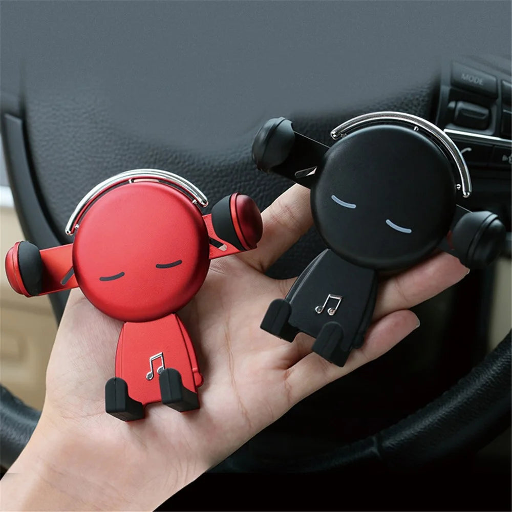 ZLKT-06 360° Rotation Gravity Auto Clamp Cradle Clip Cartoon Car Phone Holder Air Vent Mount - Black - 5