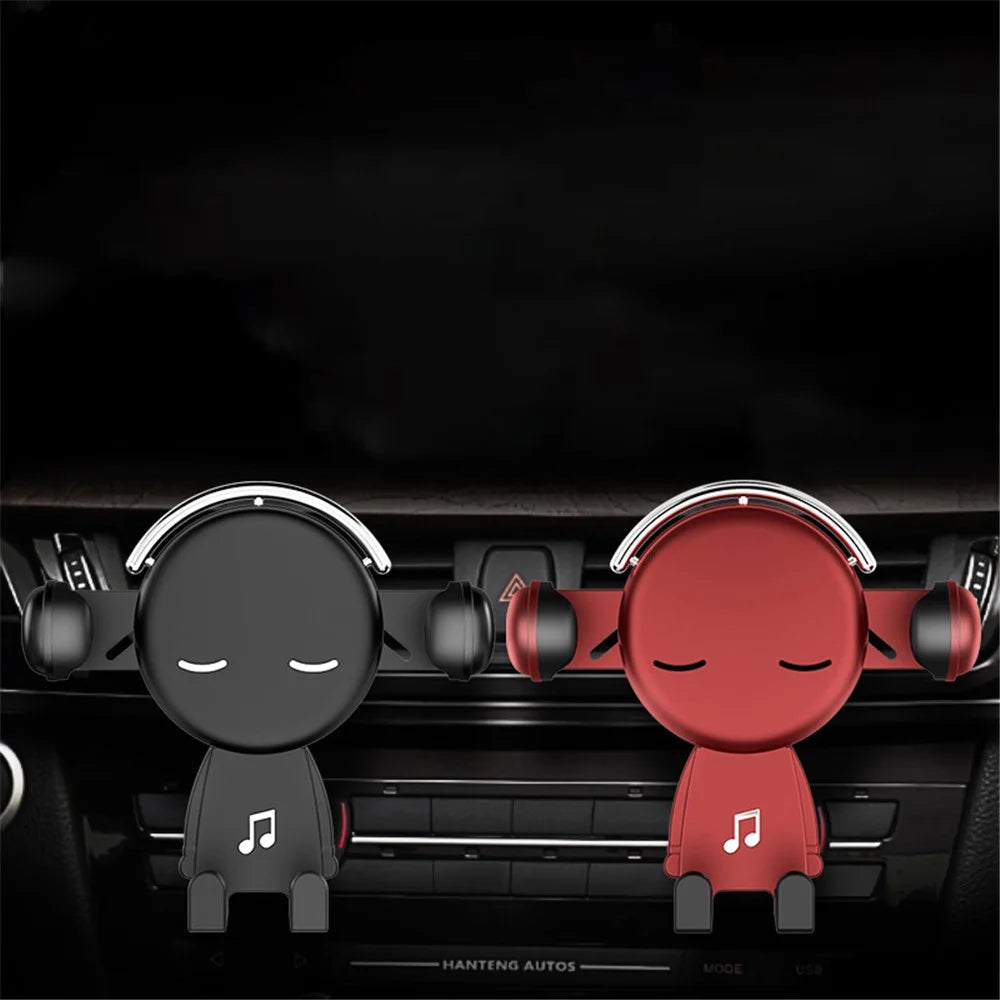 ZLKT-06 360° Rotation Gravity Auto Clamp Cradle Clip Cartoon Car Phone Holder Air Vent Mount - Black - 6