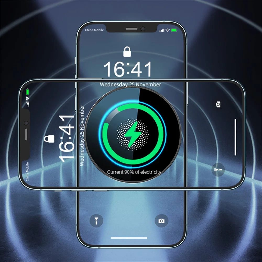 R-JUST RJ-CZ04 Multi-function Vehicle Cell Phone Mount 15W Wireless Magnetic Charger Universal Car Air Vent Phone Holder for iPhone 12/13 Series - Black - 2