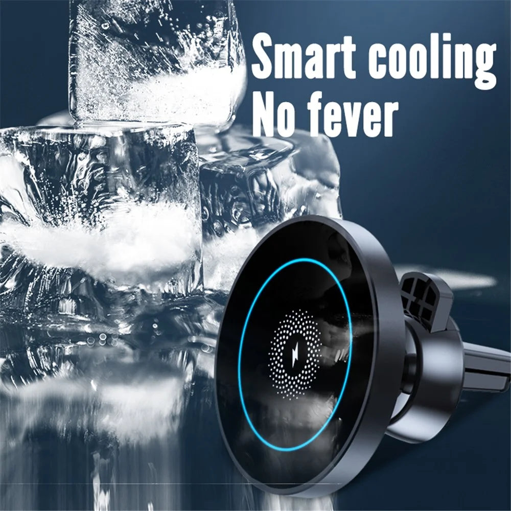 R-JUST RJ-CZ04 Multi-function Vehicle Cell Phone Mount 15W Wireless Magnetic Charger Universal Car Air Vent Phone Holder for iPhone 12/13 Series - Black - 4