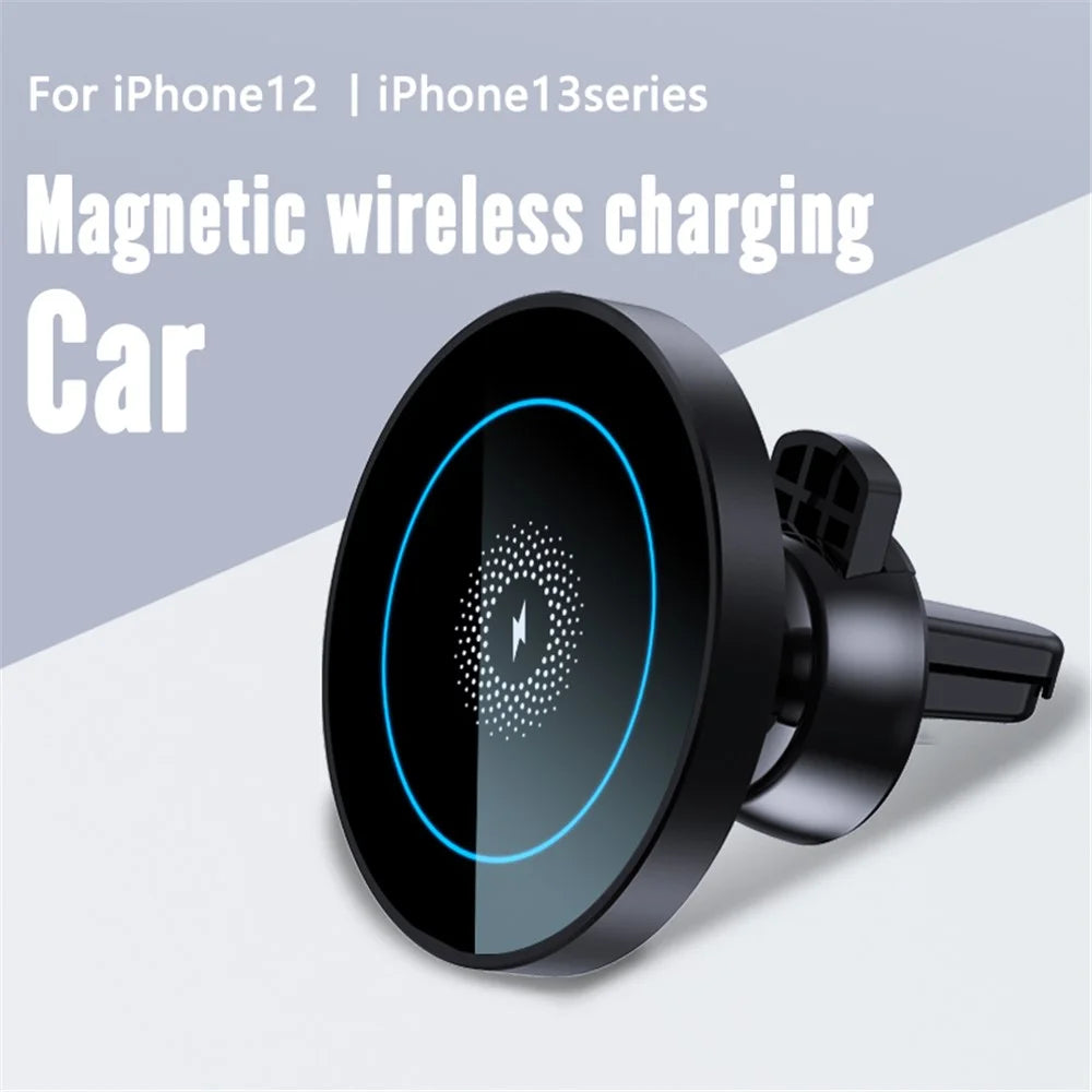 R-JUST RJ-CZ04 Multi-function Vehicle Cell Phone Mount 15W Wireless Magnetic Charger Universal Car Air Vent Phone Holder for iPhone 12/13 Series - Black - 5