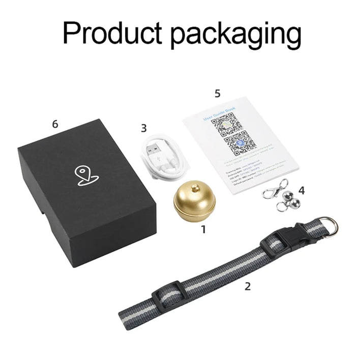 G15 WiFi Real-Time Tracker IP67 Waterproof Collar Tinkle Bell Finder Tracking Collar Device - Gold - 6