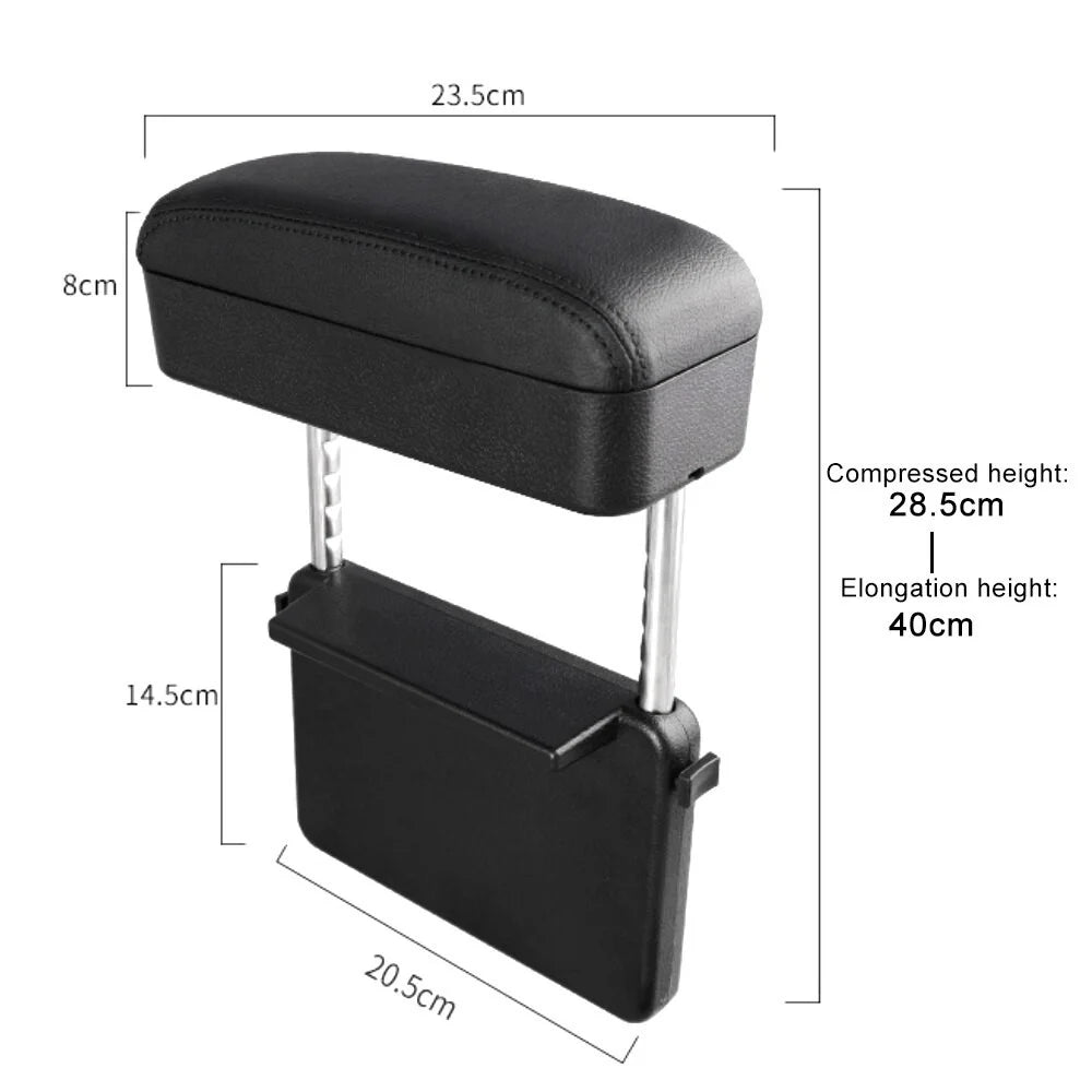 DERANFU Car Center Console Arm Rest Box Elbow Support Seat Gap Organizer Box with Wireless Charging Function - Black/White Line - 7