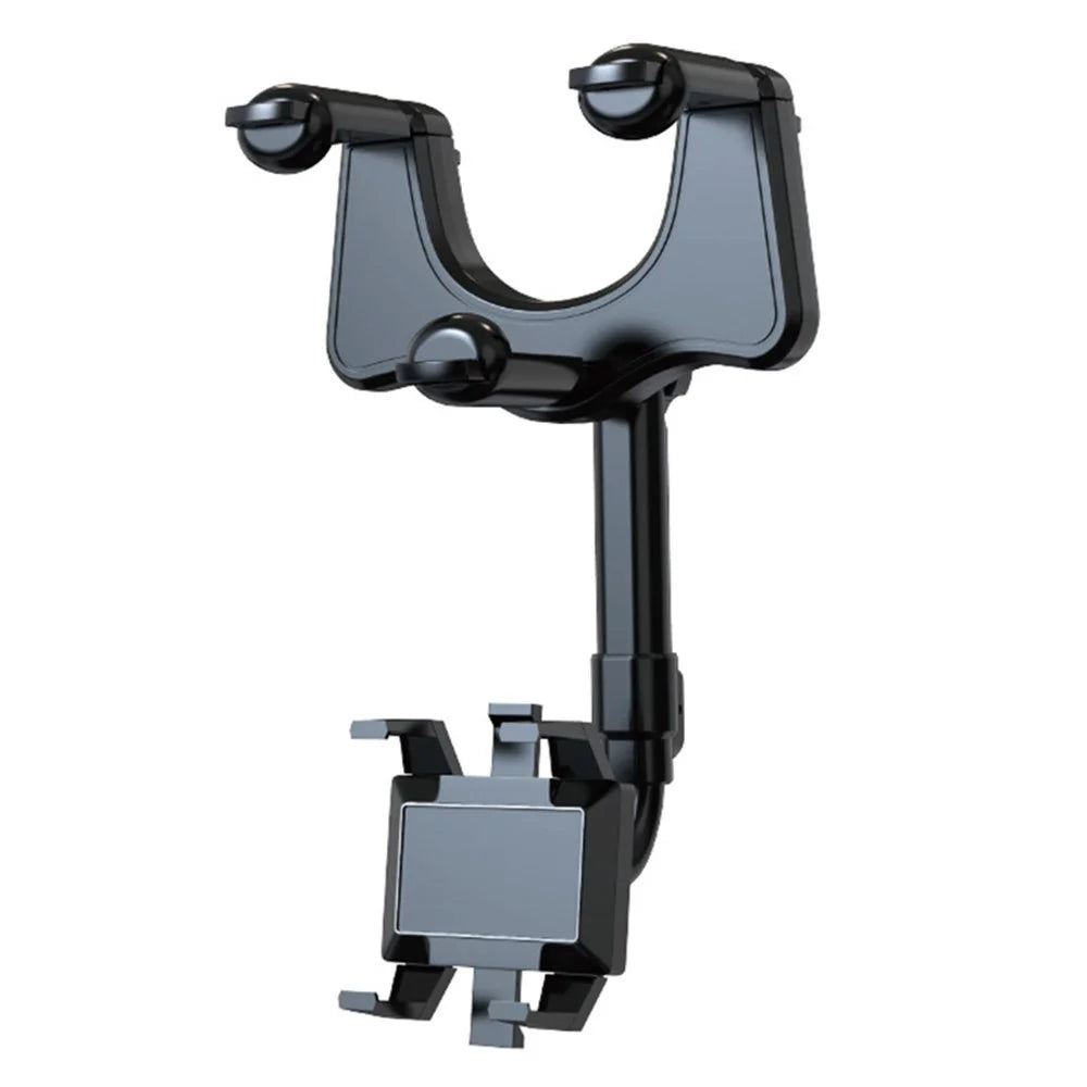 Car Rearview Mirror Phone Holder GPS Rotating Adjustable Telescopic Car Phone Bracket Mount - 2