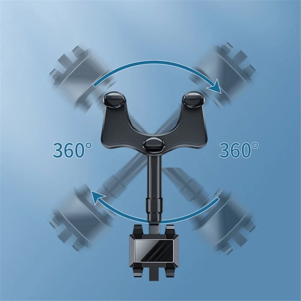Car Rearview Mirror Phone Holder GPS Rotating Adjustable Telescopic Car Phone Bracket Mount - 3