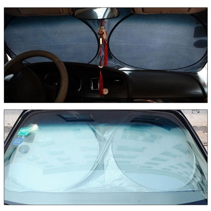 BY-342 6Pcs Car Windshield Sun Shade Set Silver Coated Cloth Car Windshield Cover Front Rear Window Visor - 4