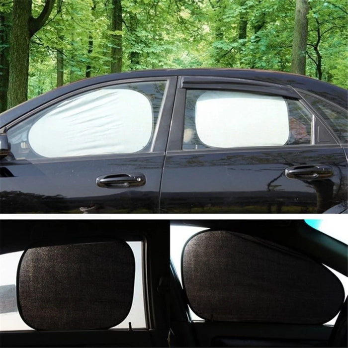 BY-342 6Pcs Car Windshield Sun Shade Set Silver Coated Cloth Car Windshield Cover Front Rear Window Visor - 6