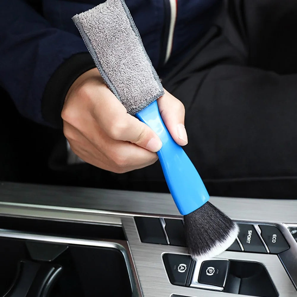 Car Air Conditioning Outlet Dust Removal Brush Multifunctional Double-head Auto Interior Cleaning Tool - Blue - 5