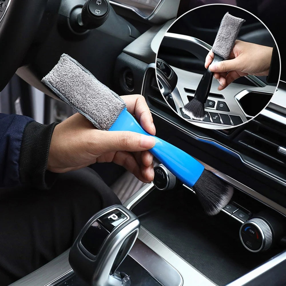 Car Air Conditioning Outlet Dust Removal Brush Multifunctional Double-head Auto Interior Cleaning Tool - Blue - 7