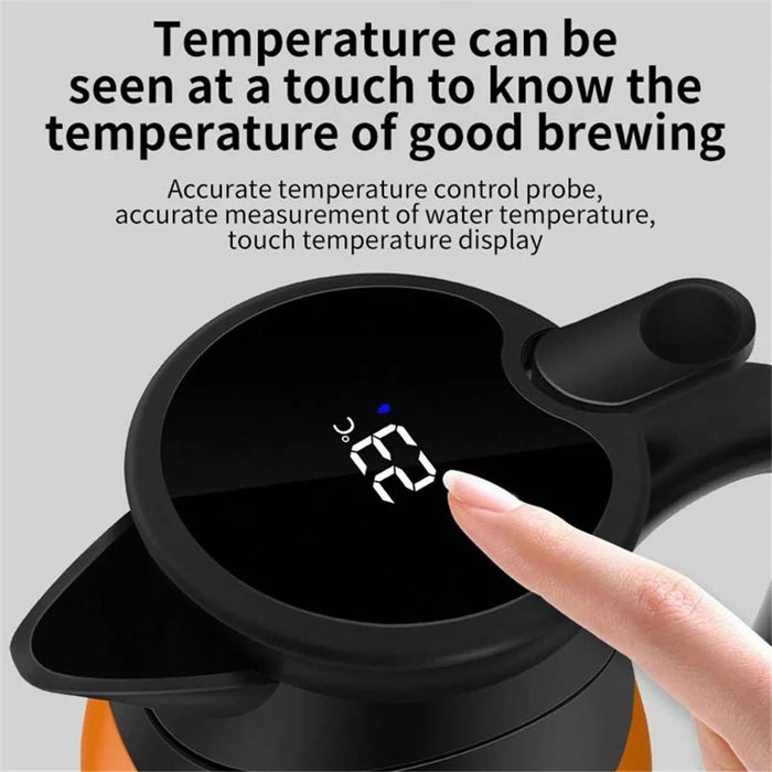 YT-1000A 12V 1000ml Car Electric Kettle Digital Display Stainless Steel Boiling Water Cup (No FDA Certificate) - Orange - 2