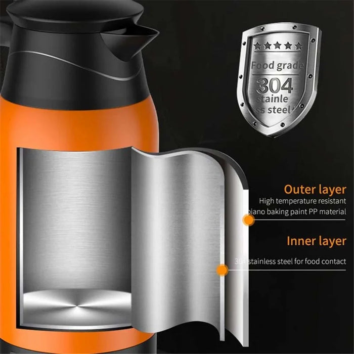 YT-1000A 12V 1000ml Car Electric Kettle Digital Display Stainless Steel Boiling Water Cup (No FDA Certificate) - Orange - 4