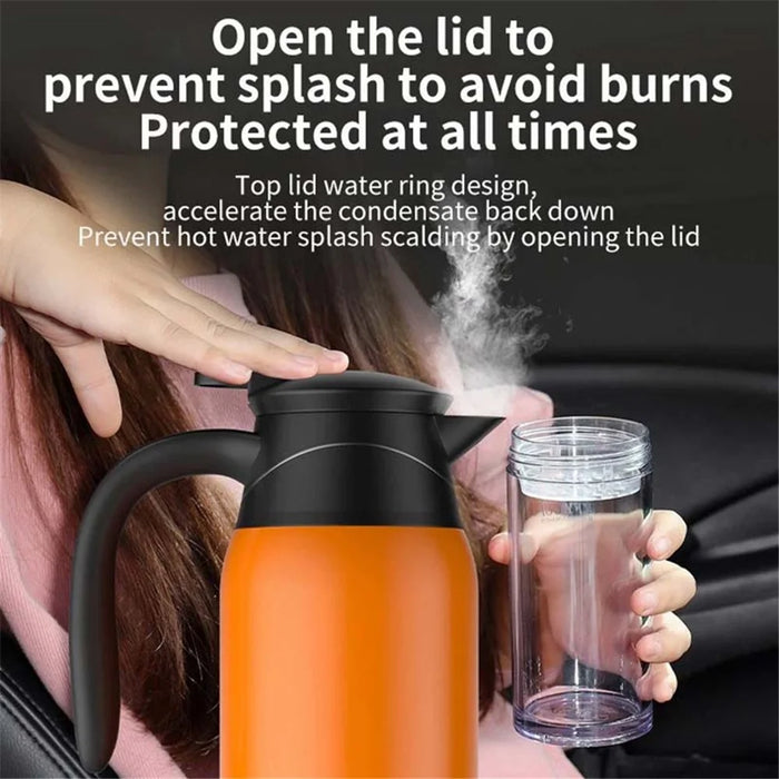 YT-1000A 12V 1000ml Car Electric Kettle Digital Display Stainless Steel Boiling Water Cup (No FDA Certificate) - Orange - 6