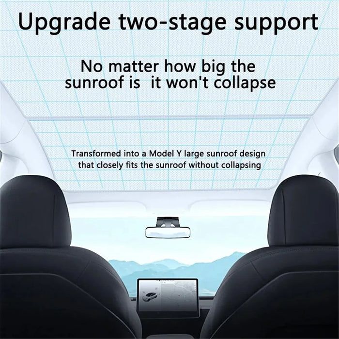 For Model Y 2 Sets Car Glass Roof Sunshade + 1 Set Rear Windshield Sun Shade - Black - 6