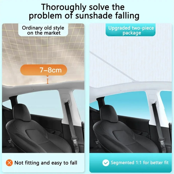 For Model Y 1 Set Car Rear Windshield Sun Shade + 2 Sets Glass Roof Sunshade + 2 Sets Triangle Sun Shade - Black - 4