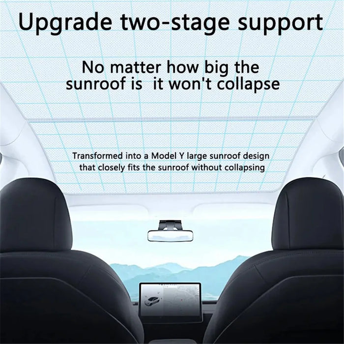 For Model Y 1 Set Car Rear Windshield Sun Shade + 2 Sets Glass Roof Sunshade + 2 Sets Triangle Sun Shade - Black - 6