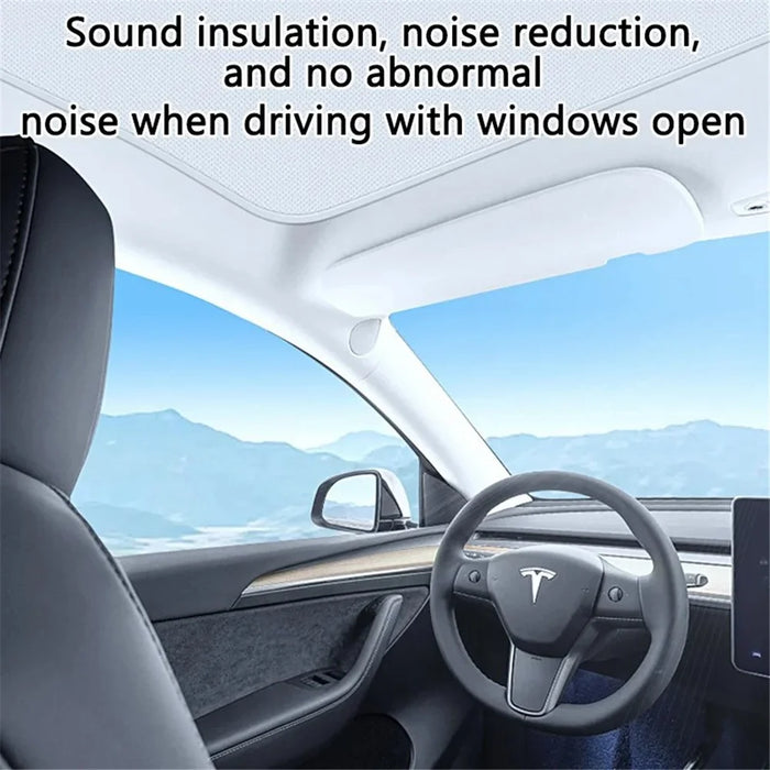 For Model Y 1 Set Car Rear Windshield Sun Shade + 2 Sets Glass Roof Sunshade + 2 Sets Triangle Sun Shade - Black - 7