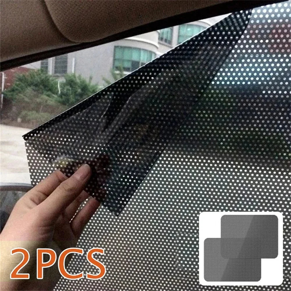 2Pcs 38x42cm Car Window Sunshade Sticker PVC Black Mesh Anti-UV Vehicle Glass Film - 3