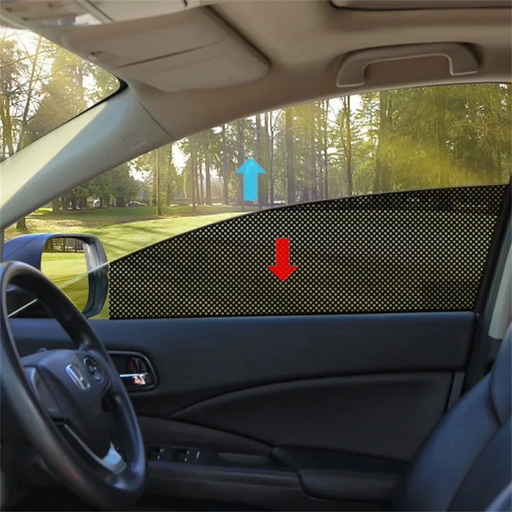 2Pcs 38x42cm Car Window Sunshade Sticker PVC Black Mesh Anti-UV Vehicle Glass Film - 4