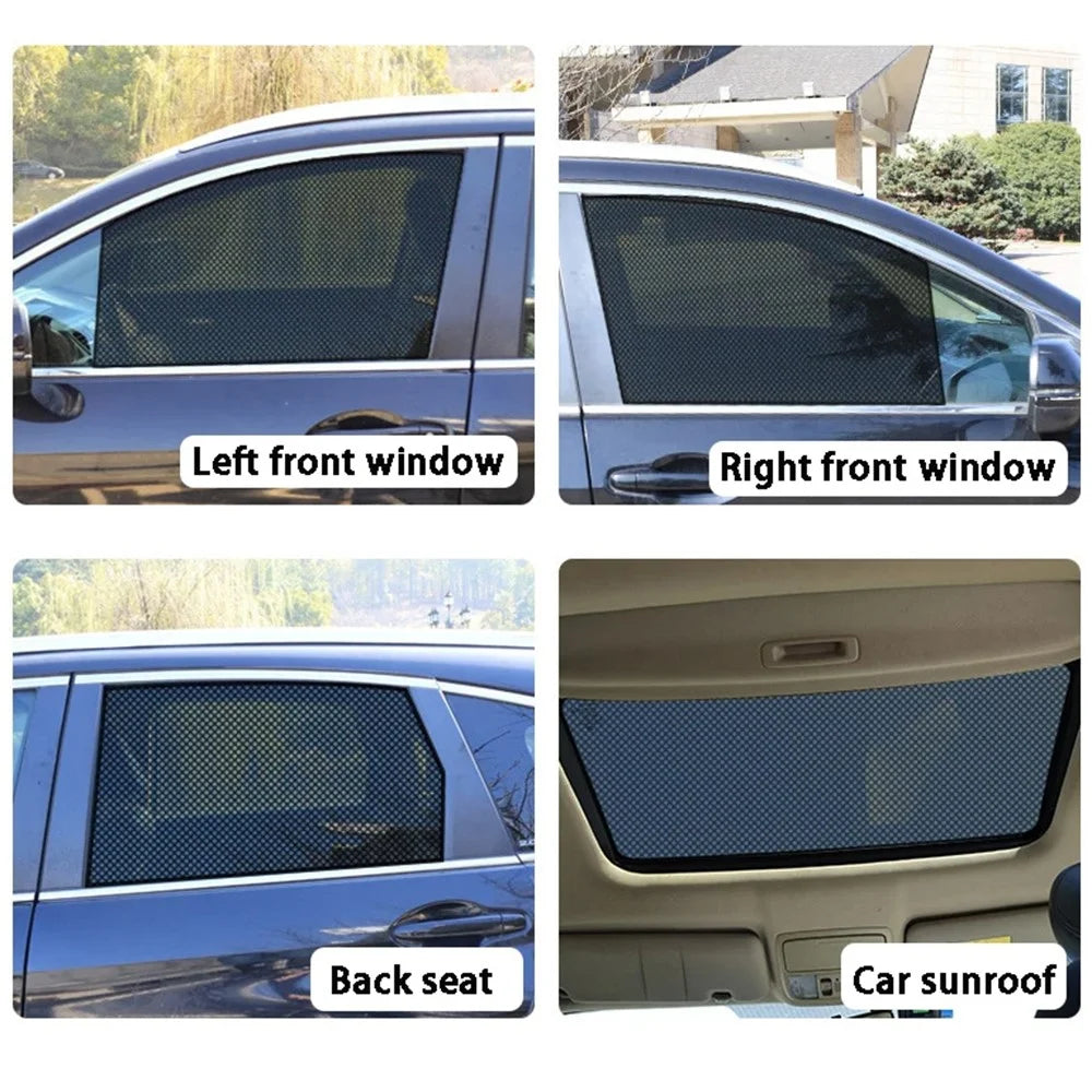 2Pcs 38x42cm Car Window Sunshade Sticker PVC Black Mesh Anti-UV Vehicle Glass Film - 6