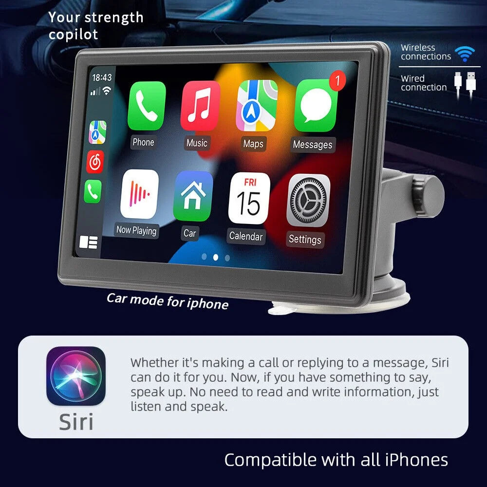 W500A 7-inch Touch Screen Car Wireless Carplay FM Radio HD Video MP5 Player with 8-LED Camera - 3