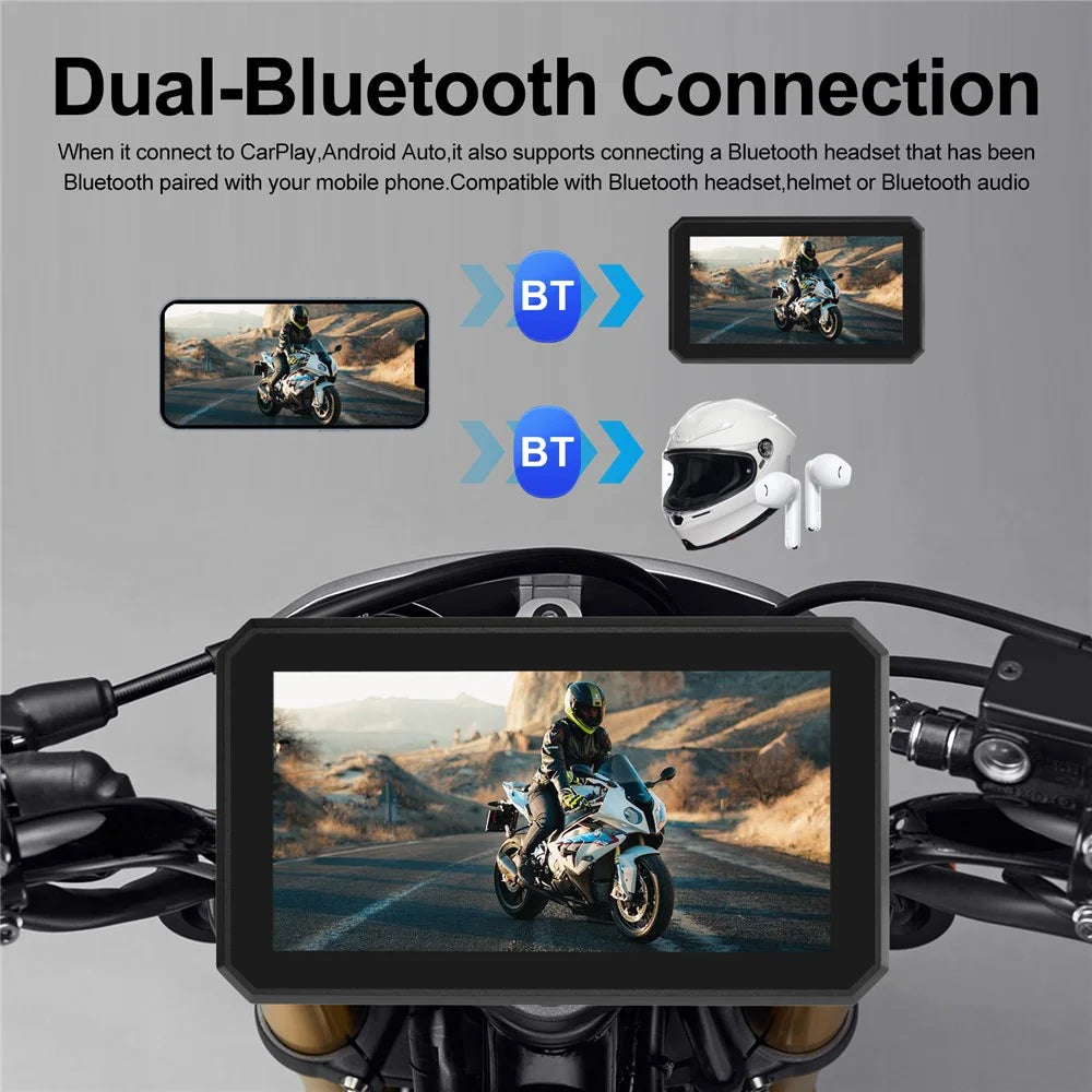 AC200 5.5-inch Screen Motorbike Camcorder DVR Carplay Tire Pressure Monitor Motorcycle Video Recorder - 5