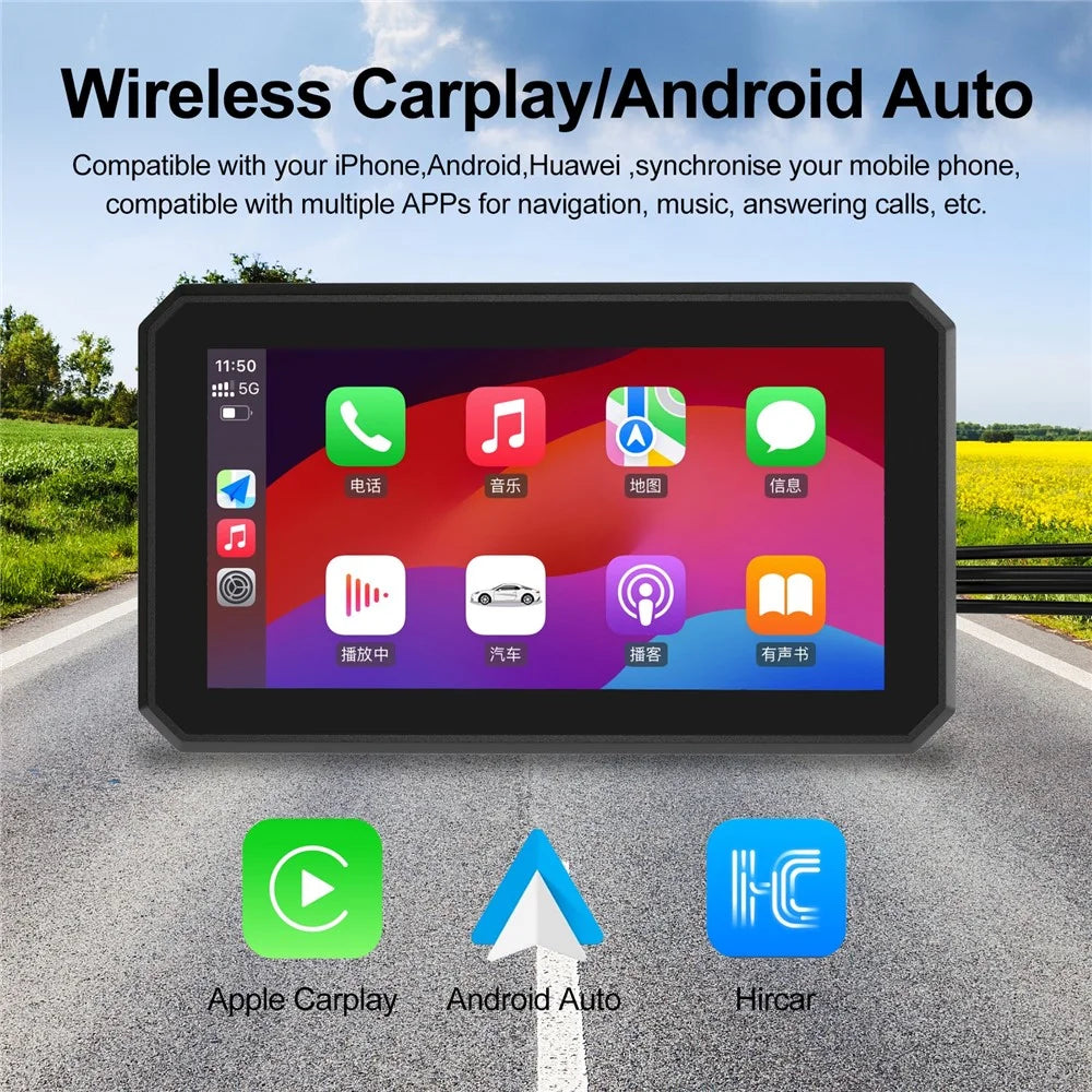 AC200 5.5-inch Screen Motorbike Camcorder DVR Carplay Tire Pressure Monitor Motorcycle Video Recorder - 6