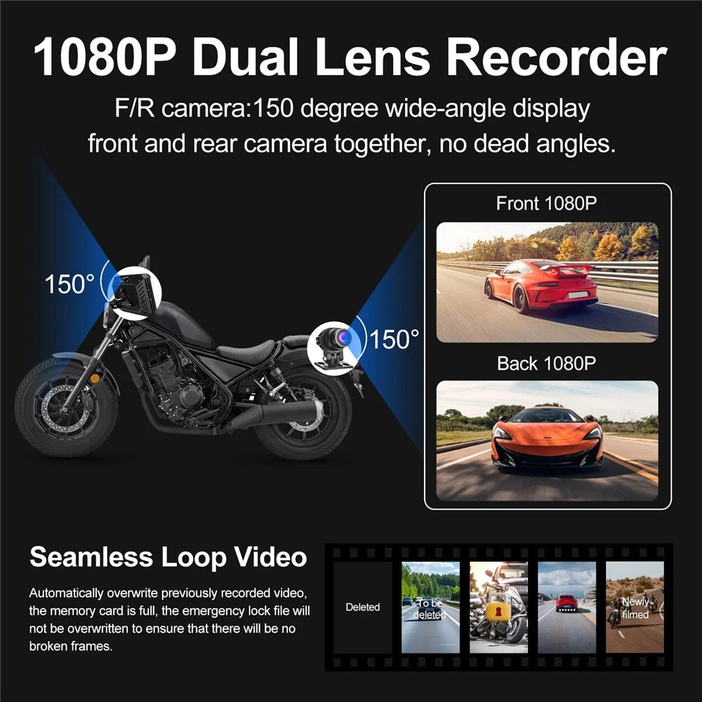 AC200 5.5-inch Screen Motorbike Camcorder DVR Carplay Tire Pressure Monitor Motorcycle Video Recorder - 7