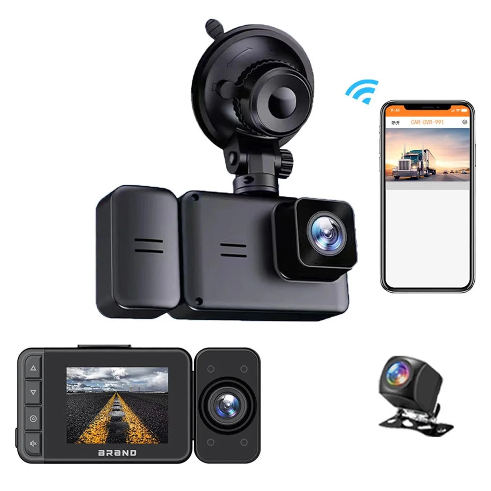 A18 WiFi Dash Cam Front and Rear Inside Dual Camera Car DVR with Night Vision Parking Mode - 1
