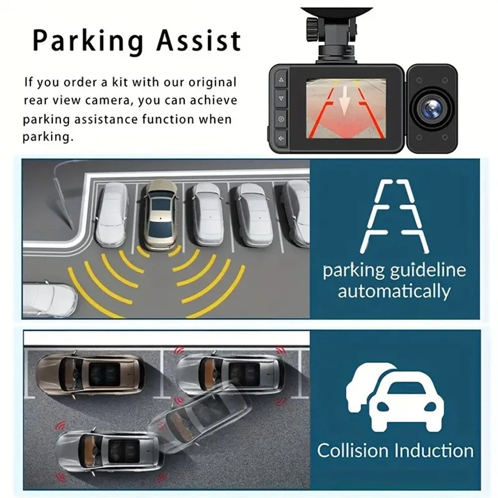 A18 WiFi Dash Cam Front and Rear Inside Dual Camera Car DVR with Night Vision Parking Mode - 4