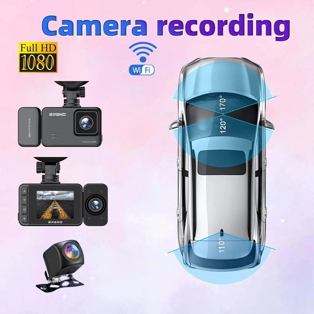 A18 WiFi Dash Cam Front and Rear Inside Dual Camera Car DVR with Night Vision Parking Mode - 6